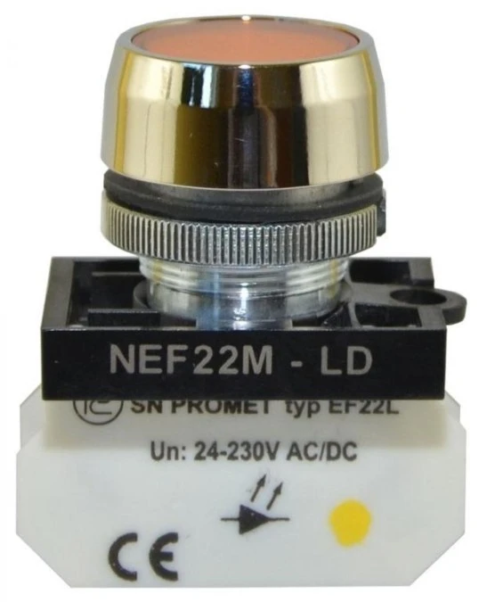 Lampka NEF22 metalowa płaska błyskająca zółta W0‑LD‑NEF22MLDB G - obrazek 1