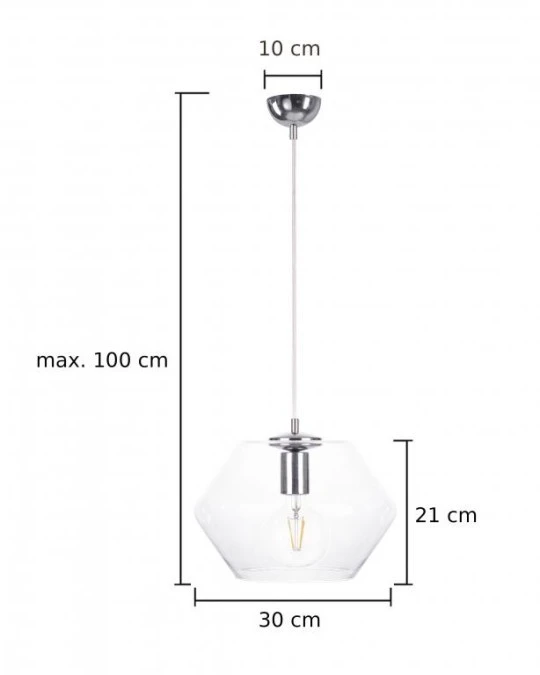 Lampa wisząca nowoczesna 1xE27 EVE SILVER - obrazek 3
