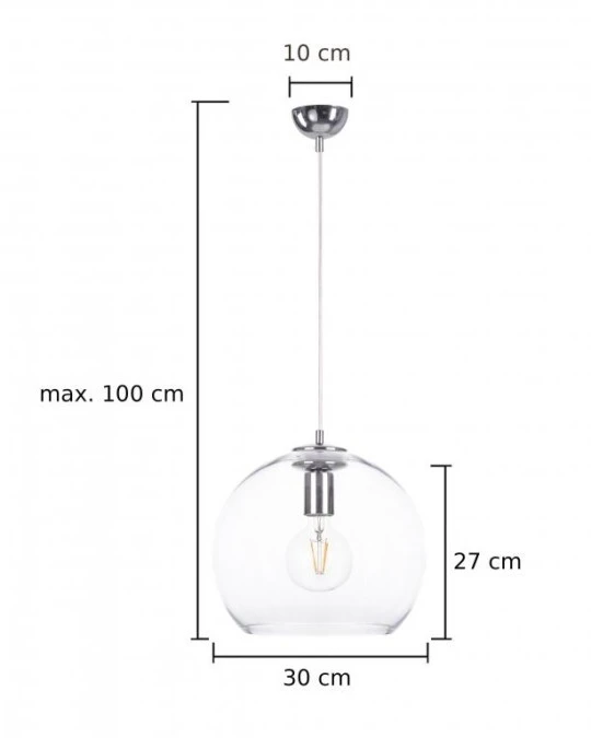 Lampa wisząca nowoczesna 1xE27 NOE SILVER - obrazek 3