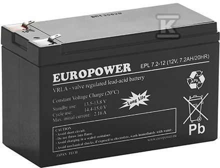 Akumulator EUROPOWER 12V 7,2Ah [EPL] T/AK-12007/0010-T2