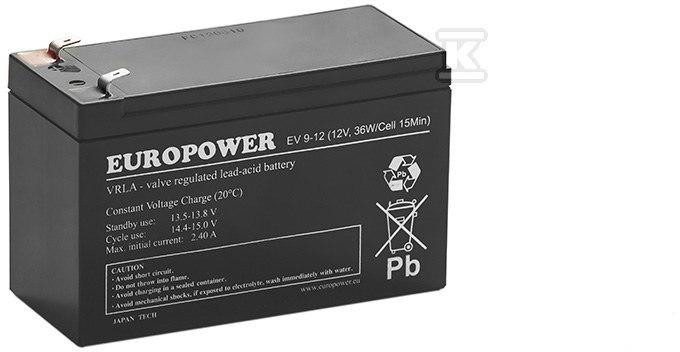 Akumulator EUROPOWER 12V 9Ah [EV] T/AK-12009/0006-T2