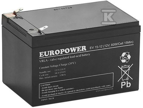 Akumulator EuroPower 12?V 15?Ah [EV] T/AK-12015/EU06-T1