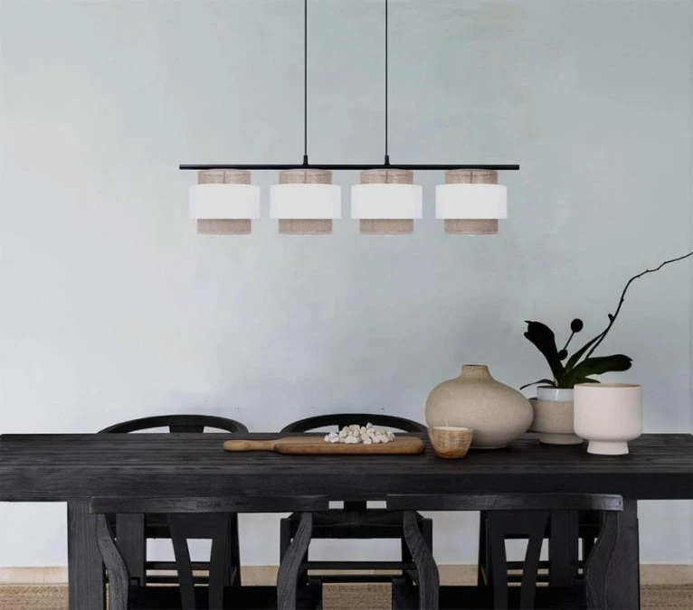 Lampa wisząca CEZAR, E27 do jadalni, klosze biało beżowe K‑5273 Kaja Lighting - obrazek 3