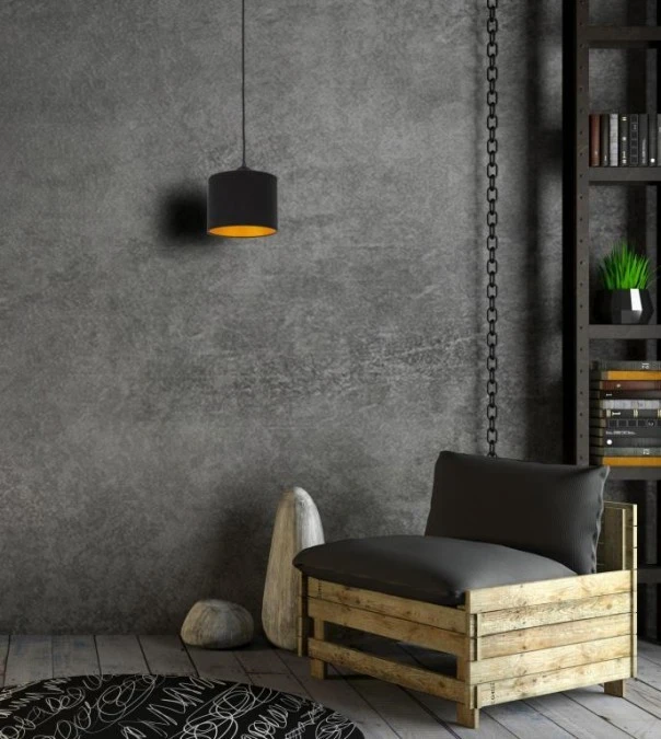 Lampa wisząca nowoczesna abażur 1xE27 FLOW BLACK - obrazek 2