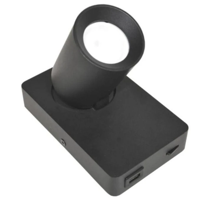 Lampa spotlight Taft 1xGU10 czarna gniazdo usb - obrazek 1