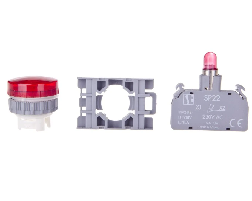 Lampka sygnalizacyjna 22mm czerwona 230V AC SP22‑LC‑230‑LEDAC - obrazek 3