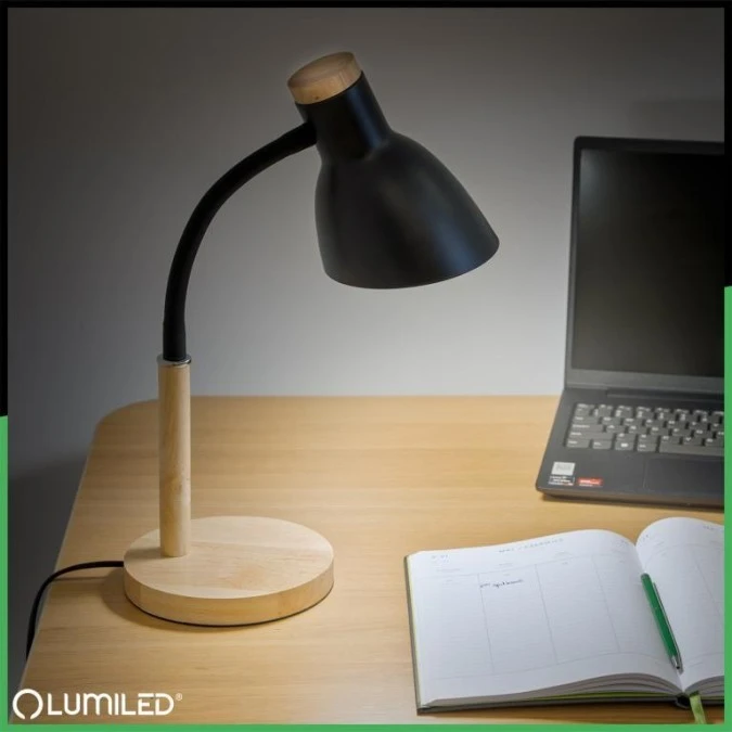Lampka biurkowa dekoracyjna E27 NIKO Czarna Lumiled - obrazek 1