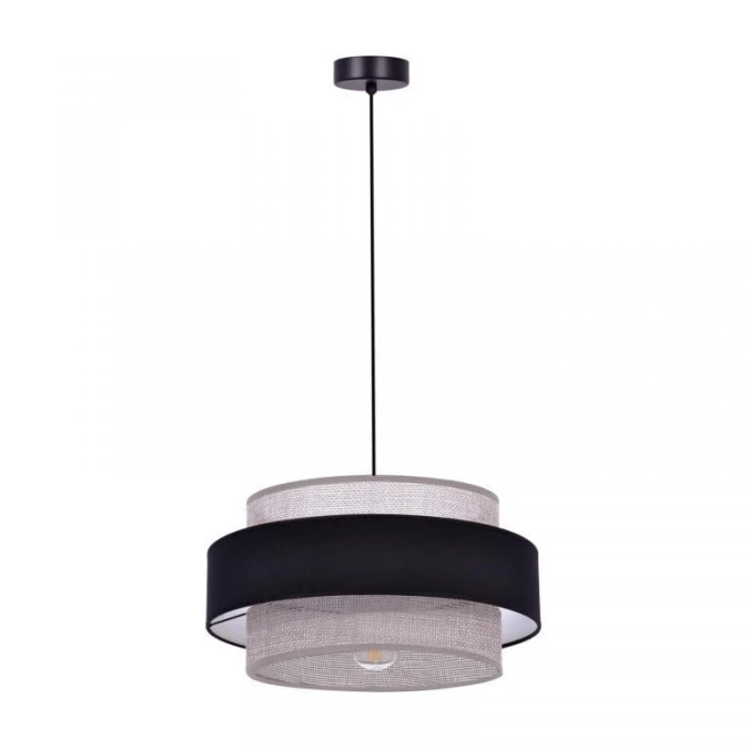 Lampa wisząca ETELA klasyczny styl podwójny klosz czarno‑szary K‑5171 Kaja Lighting - obrazek 1