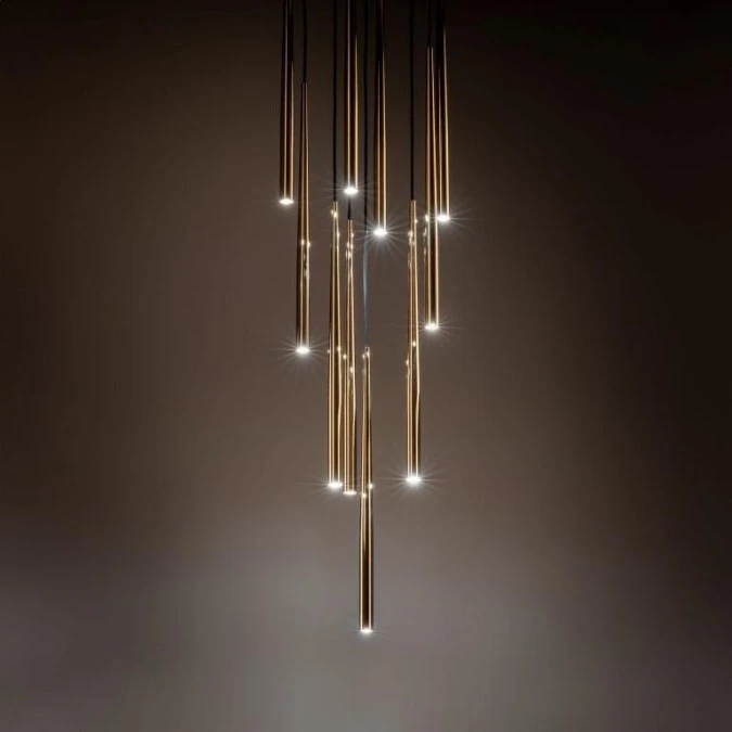 Lampa wisząca Piano czarno‑złota, dziesięć kloszy rurek na G9 10118 TK Lighting - obrazek 2