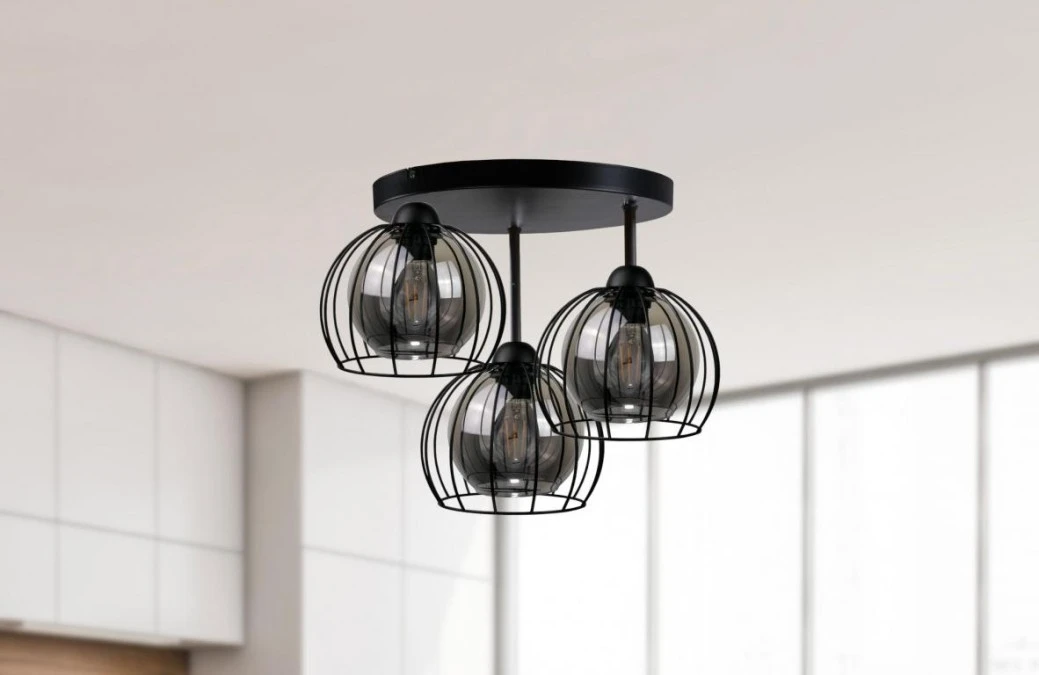 Lampa sufitowa loftowa nowoczesna 3xE27 SOLO BLACK - obrazek 2