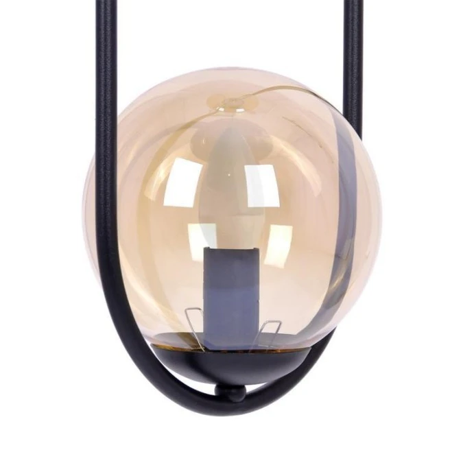 Lampa wisząca czarna VENTA z szklanym bursztynowym kloszem na E14 K‑5120 Kaja Lighting - obrazek 3