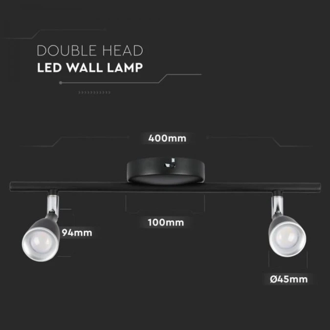 Lampa Ścienna LED 9W W 840lm 4000K IP20 Czarny 218269 - obrazek 2