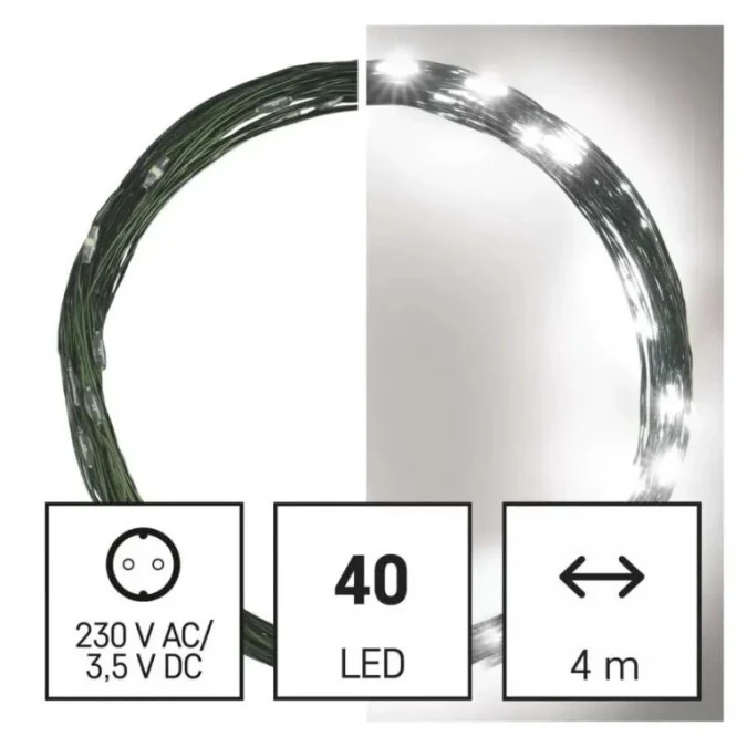 Lampki choinkowe XMAS nano TIMER 2,4W 40LED 4m IP44 zimny biały D3AC03 - obrazek 3