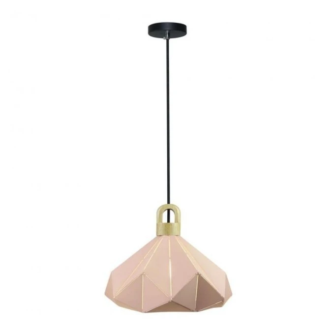 Lampa Wisząca VT‑7323 Drewno Różowa Pryzmat 3951 - obrazek 1