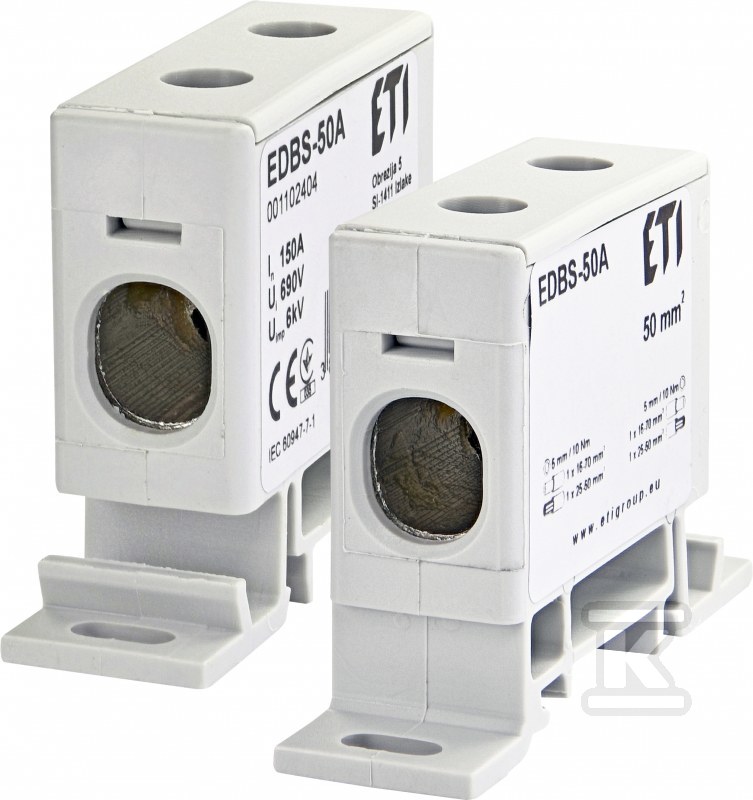 [Produkt wycofany z oferty!] – Zacisk 150A 1 – torowy 16 – 70mm2 do przewodów Al. szary EDBS – 50A 001102404