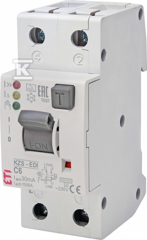 Wyłącznik różnicowoprądowy z zabezpieczeniem nadprądowym KZS-2M2P EDI A C6/0.03 002172411 - obrazek 1