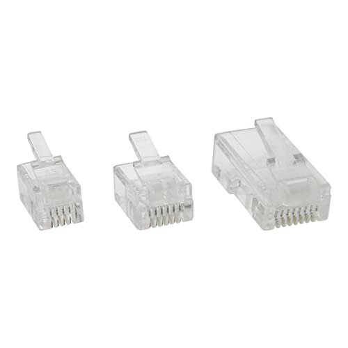 InLine 73096 zestaw 100 wtyczek modułowych, 6P6C RJ12 do zaciskania na płaskim kablu - obrazek 1