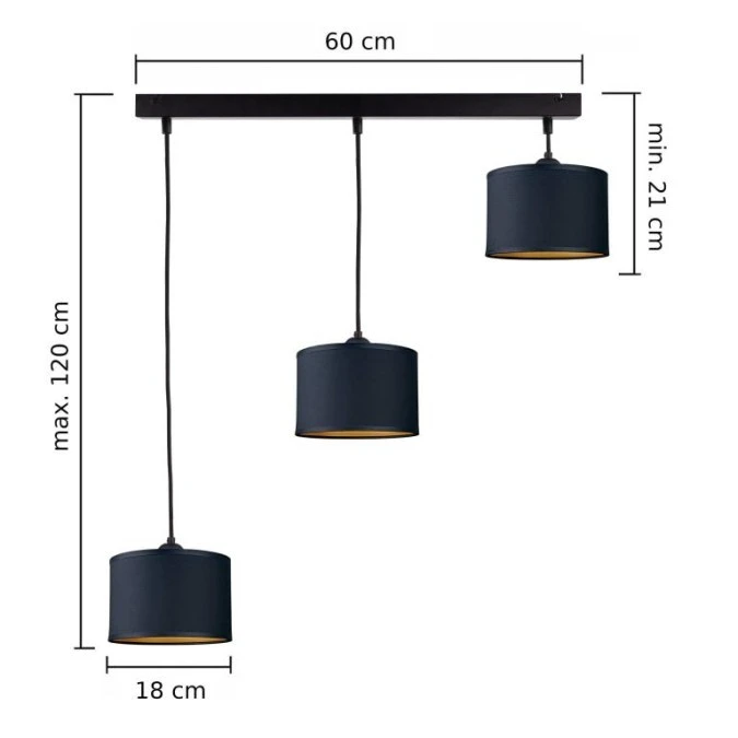 Lampa wisząca nowoczesna abażur 3xE27 FLOW BLACK - obrazek 3