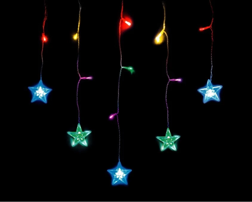 Lampki choinkowe kurtynka 14l LED z dekoracją 1m dekoracji kolor multikolor 1m /7cm 3 x bateria AAA 1,5 V wewnętrzne 10‑601 - obrazek 1
