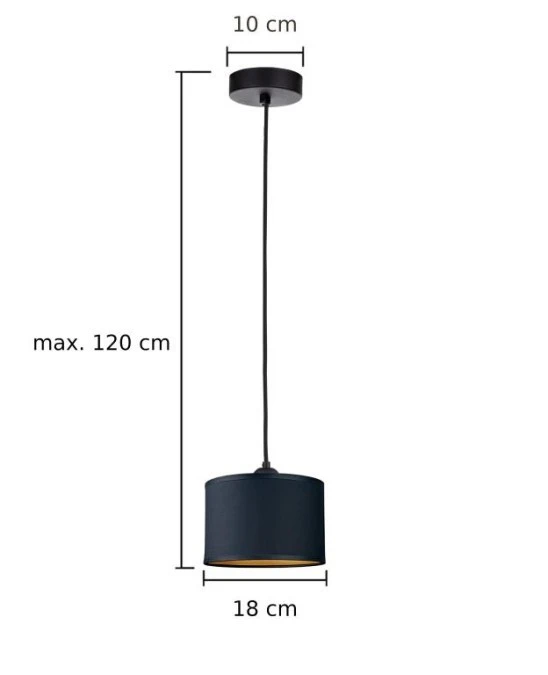 Lampa wisząca nowoczesna abażur 1xE27 FLOW BLACK - obrazek 3