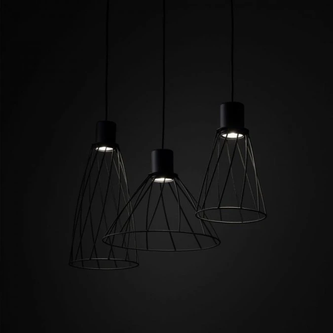 Lampa wisząca MODESTO BLACK z trzema drucianymi kloszami na GU10 na listwie 10149 TK Lighting - obrazek 2