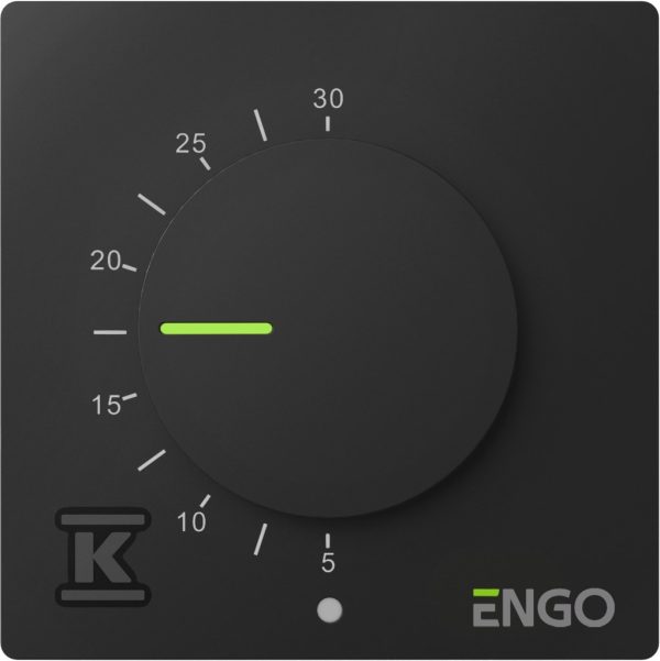 Regulator temperatury z pokrętłem, przewodowy, ENGO ESIMPLE-230B, natynkowy, czarny, 230V 932332986