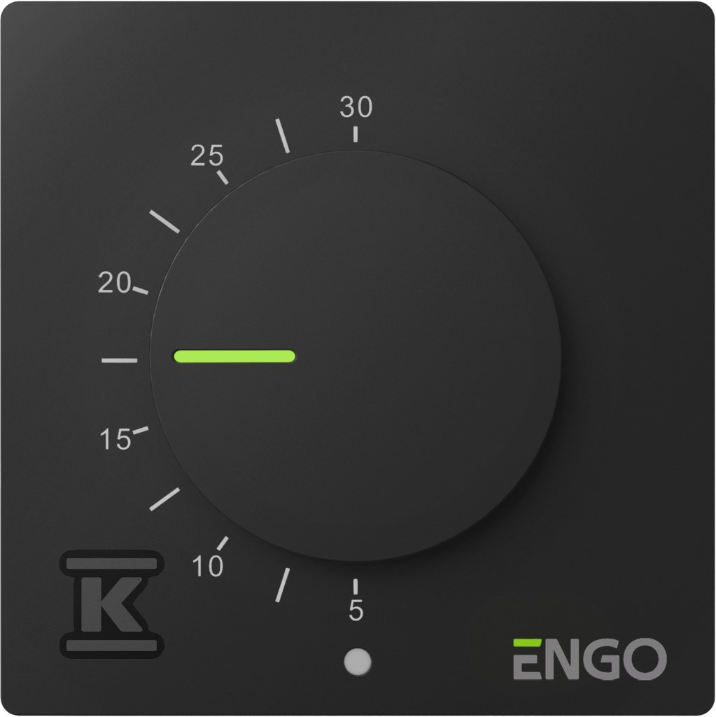 Regulator temperatury z pokrętłem, przewodowy, ENGO ESIMPLE-230B, natynkowy, czarny, 230V 932332986 - obrazek 1