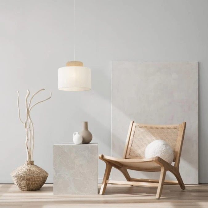 Lampa wisząca biała o średnicy 38cm DUO WHITE JUTA 1xE27 1856 TK Lighting - obrazek 2