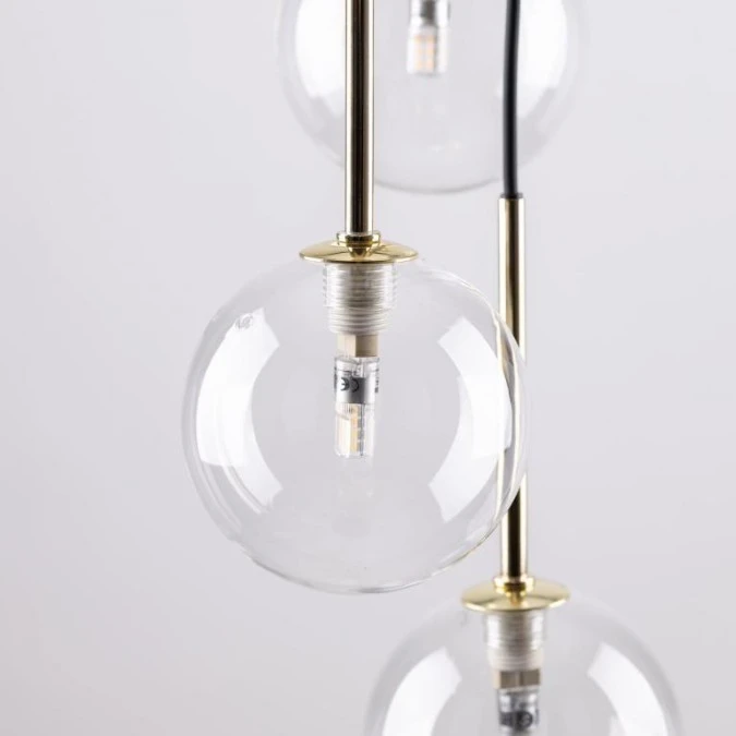 Lampa wisząca AURORA czarno‑złota z 16 szklanymi transparentnymi kloszami 10182 TK Lighting - obrazek 3