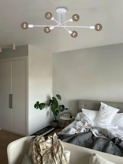 Lampa sufitowa SITYA WHITE, sześcioramienna z odsłoniętymi żarówkami E27, biała K‑4393 Kaja Lighting - obrazek 2