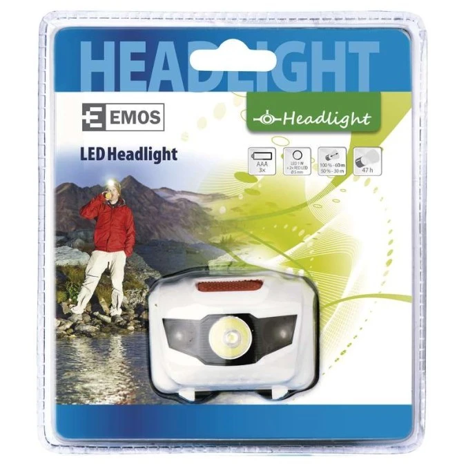 Latarka czołowa LED 1W 60lm 3xAAA P3521 - obrazek 2