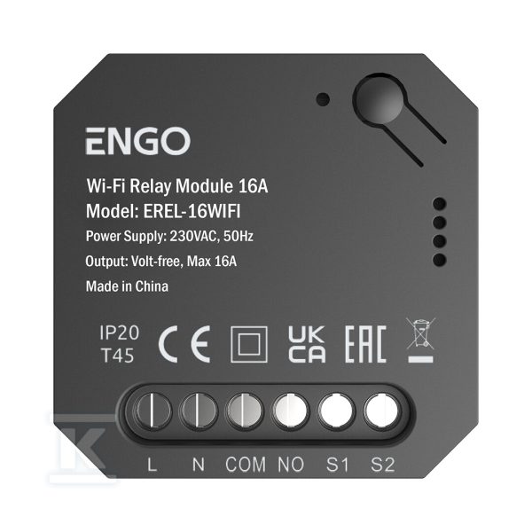 Smart Relay – Inteligentny przekaźnik, ENGO EREL-16WIFI, do systemu ENGO Smart, czarny, Wi-Fi, 1x16A, NO-COM 932313960