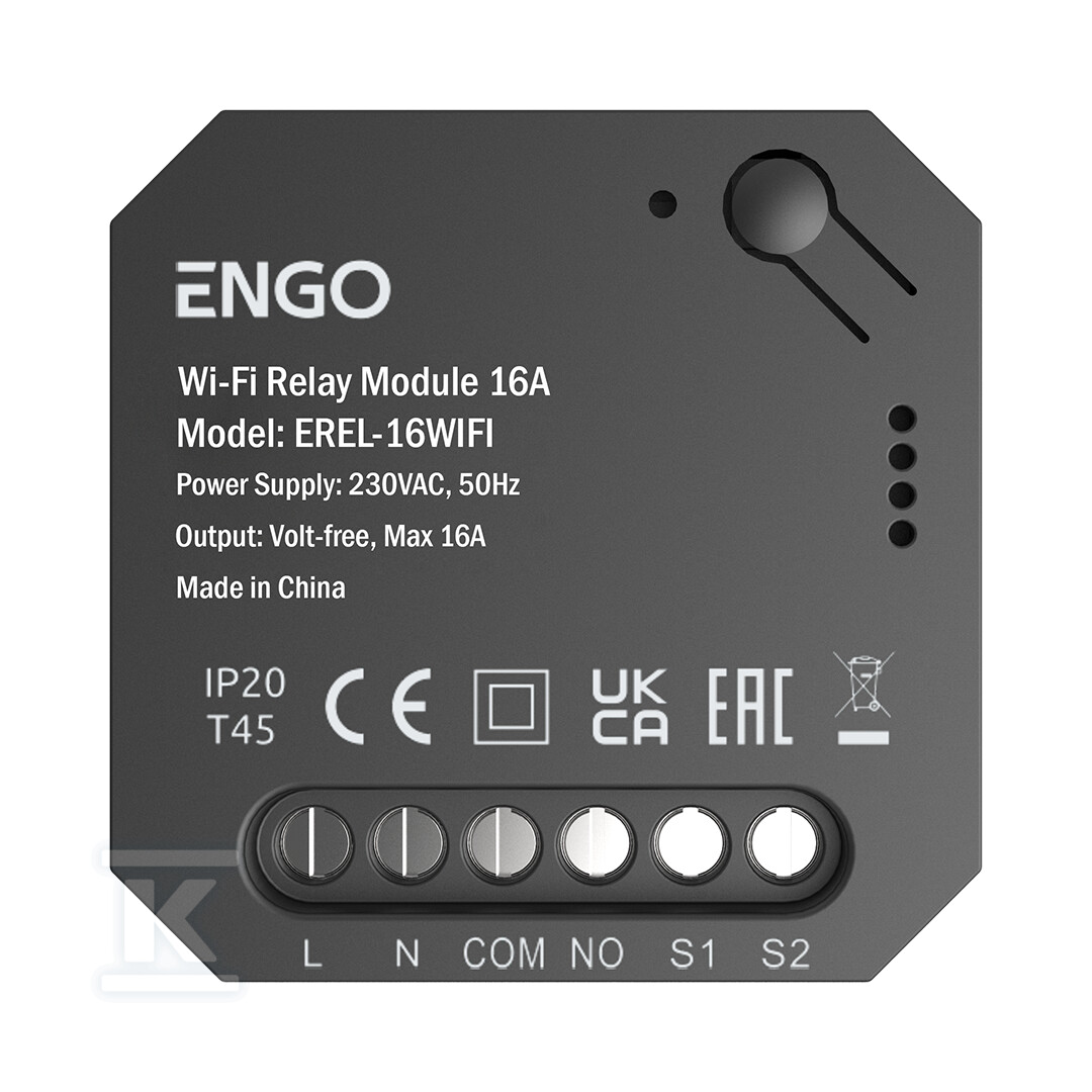 Smart Relay - Inteligentny przekaźnik, ENGO EREL-16WIFI, do systemu ENGO Smart, czarny, Wi-Fi, 1x16A, NO-COM 932313960 - obrazek 1