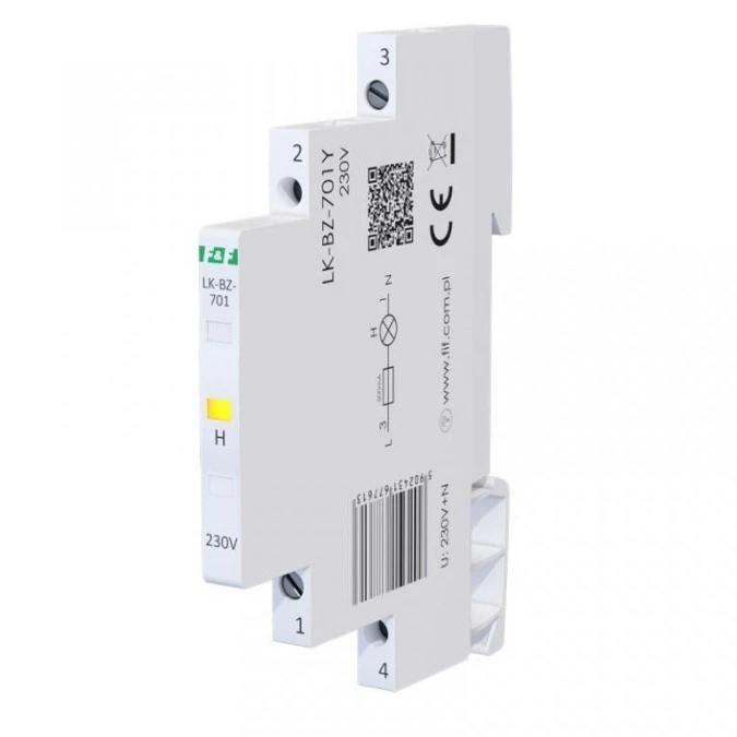 Lampka modułowa 1‑fazowa z zabezpieczeniem żółta 1/3S LED 230V LK‑BZ‑701Y - obrazek 1