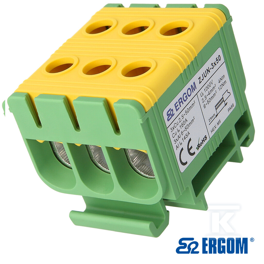 Złączka montażowa ZJUN-3x50 żółTO/zielONY 5SZT R34RR-07020002401 - obrazek 1