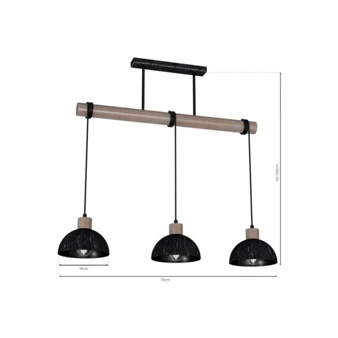 Lampa wisząca ERIK Sawn black/Patinated wood 3XE27 MLP7640 Milagro - obrazek 1