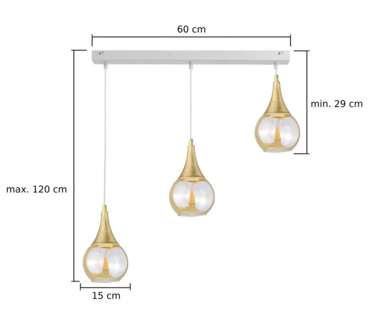 Lampa wisząca nowoczesna 3xE27 LACRIMA WHITE - obrazek 3