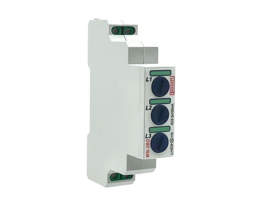 Lampka modułowa 3‑fazowa zielona z bezpicznikiem 5x20mm 100mA 10‑250V AC WN‑3BG - obrazek 3