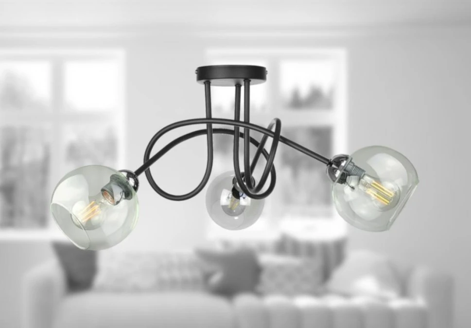 Lampa sufitowa nowoczesna 3xE27 EVIE BLACK/SILVER - obrazek 3
