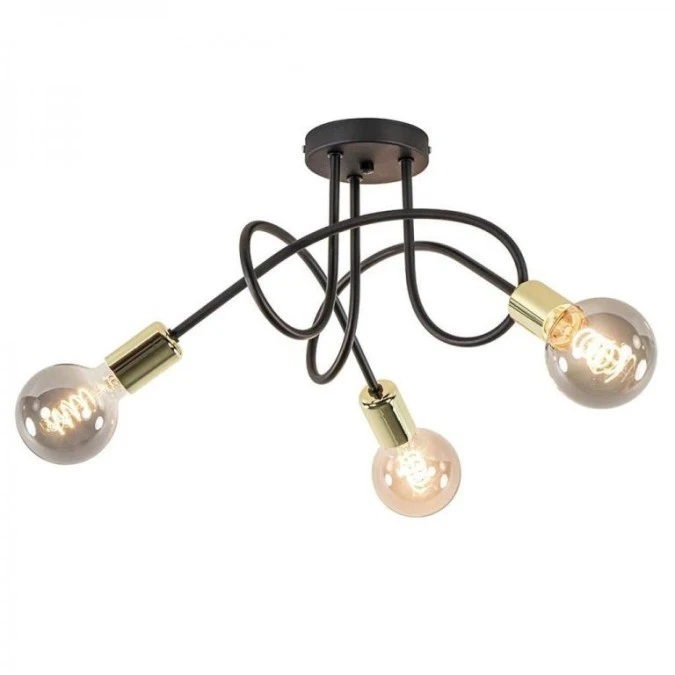Lampa sufitowa nowoczesna 3xE27 RUMBA BLACK/GOLD - obrazek 1
