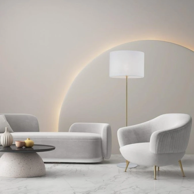 Lampa podłogowa z abażurem UMBERTO E27 złota noga i biała podstawa 16033 TK Lighting - obrazek 2