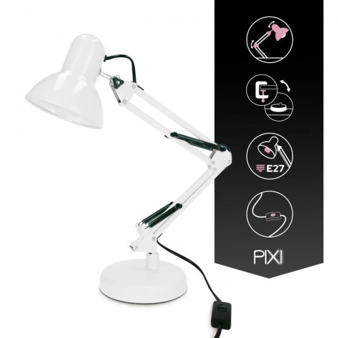 Lampka biurkowa biała PIXI White E27 zestaw podstawa i klips EDO777536 EDO - obrazek 3
