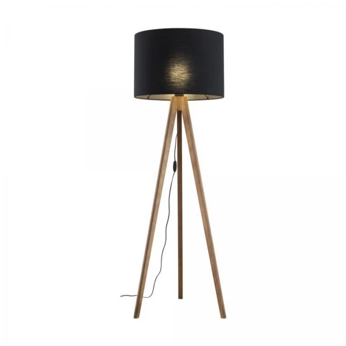 Lampa podłogowa z drewnianymi nogami i czarnym abażurem GRAND 16005 TK Lighting - obrazek 3
