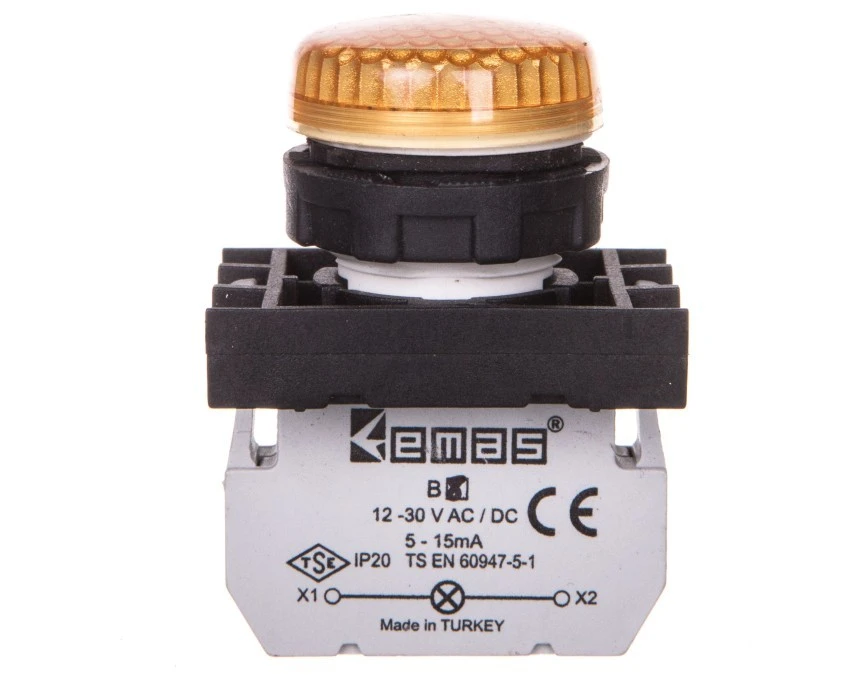 Lampka sygnalizacyjna B z LED, 12‑30V AC/DC, żółta T0‑B080XS - obrazek 1