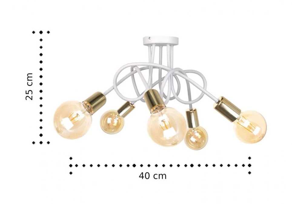 Lampa sufitowa nowoczesna 5xE27 RUMBA WHITE/GOLD - obrazek 2