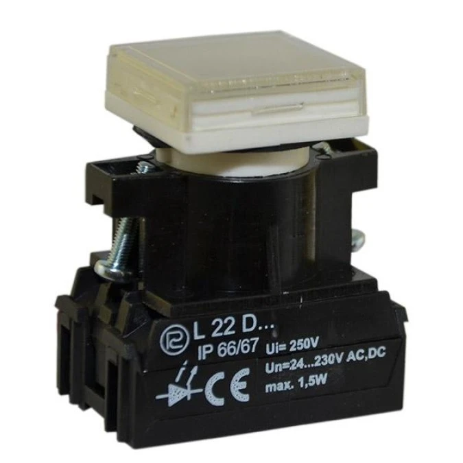 Lampka sygnalizacyjna 22mm biała L22KD 24‑230V AC/DC W0‑LDU1‑L22KD B - obrazek 1