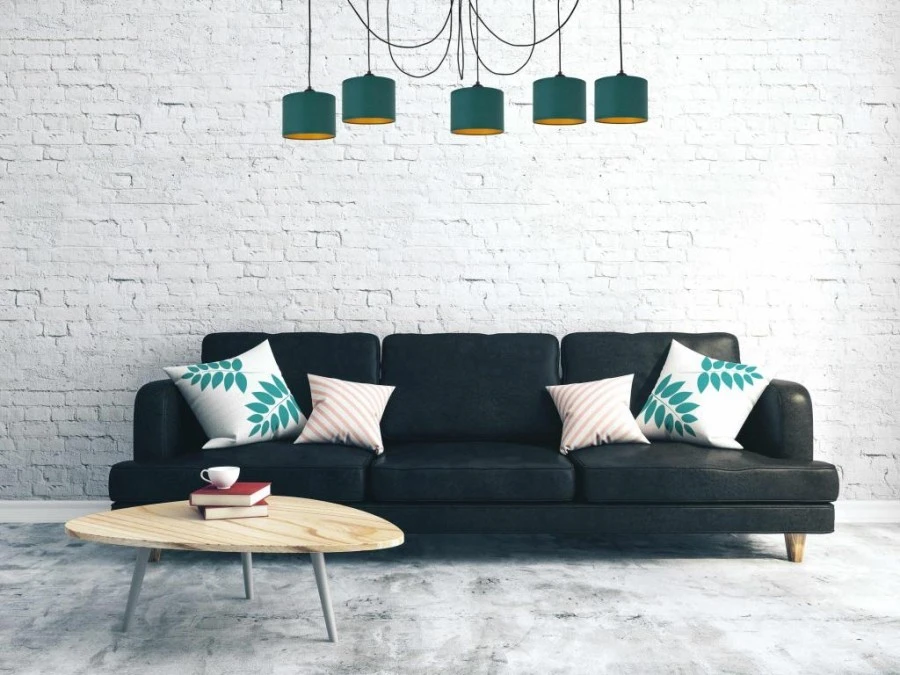 Lampa wisząca nowoczesna abażur 5xE27 FLOW GREEN LONG - obrazek 2