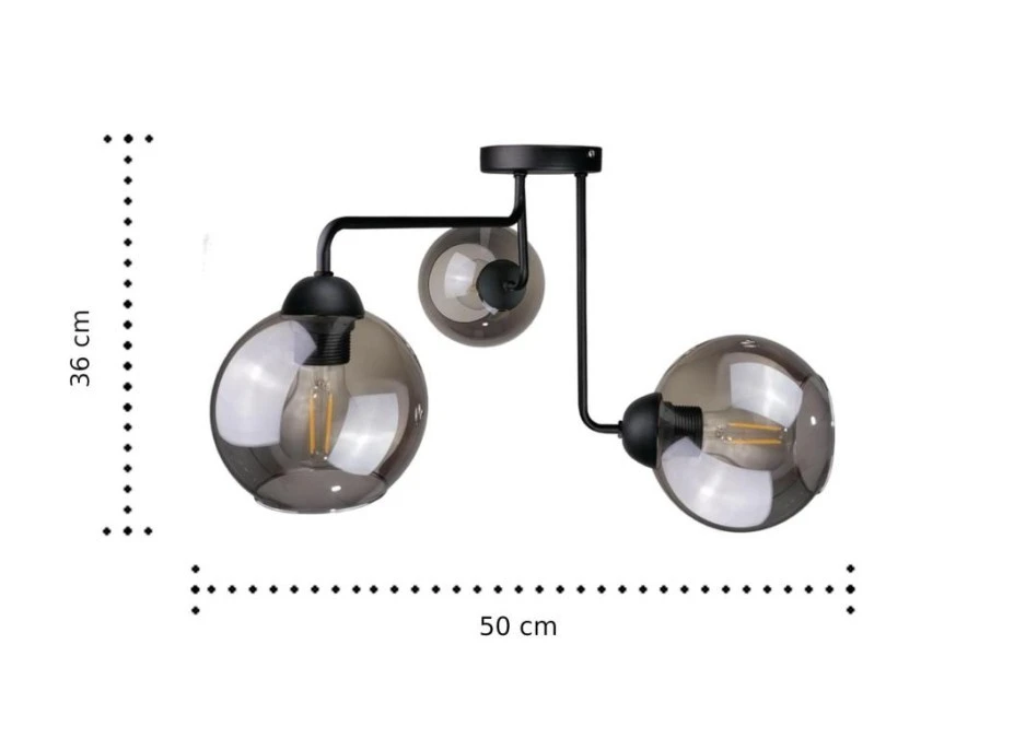 Lampa sufitowa nowoczesna 3xE27 COSMO BLACK - obrazek 3
