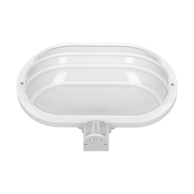 LASO Oprawa ogrodowa 60W z czujnikiem ruchu 180st. E27 IP44 plastik biała LF‑2/W - obrazek 3