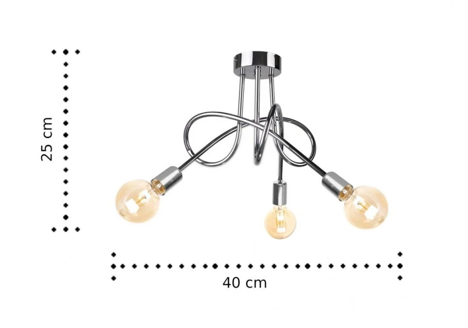Lampa sufitowa nowoczesna 3xE27 RUMBA SILVER - obrazek 2